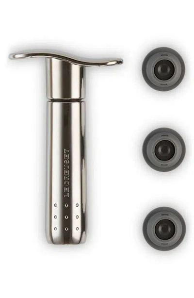 Le Creuset Metal Wine Pump And 3 Stoppers In Gray