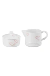 Le Creuset Mon Coeur Stoneware Sugar & Creamer Set In White