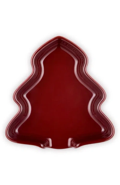 Le Creuset No#l Collection Stoneware Tree Platter In Burgundy