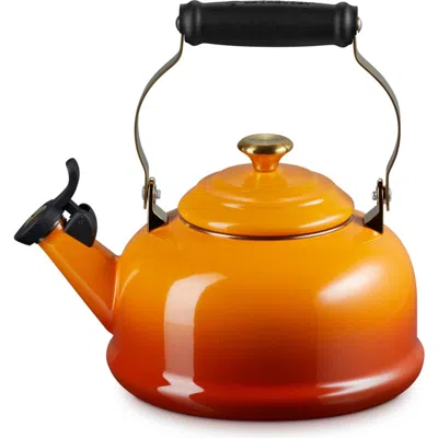 Le Creuset Noël Collection Whistling Tea Kettle In Persimmon