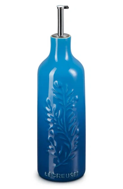 Le Creuset Olive Branch Stoneware Oil Cruet In Blue