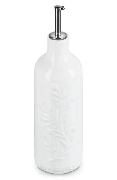 Le Creuset Olive Branch Stoneware Oil Cruet In White