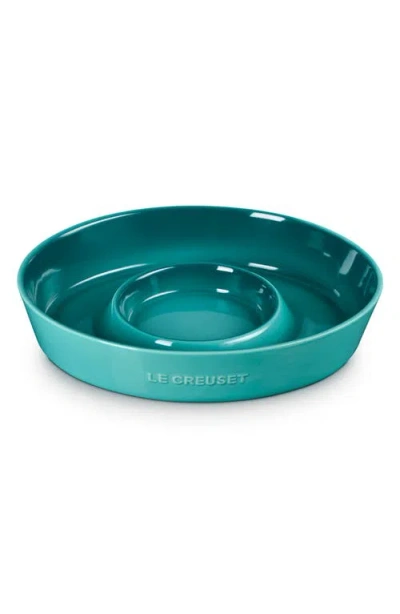 Le Creuset Oval Stoneware Chip & Dip Platter In Blue