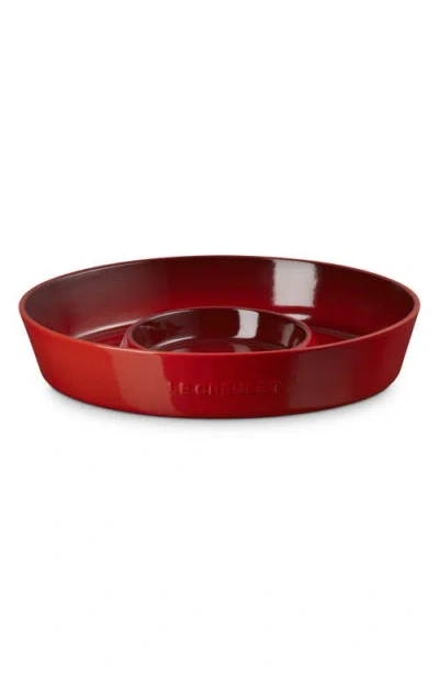 Le Creuset Oval Stoneware Chip & Dip Platter In Red