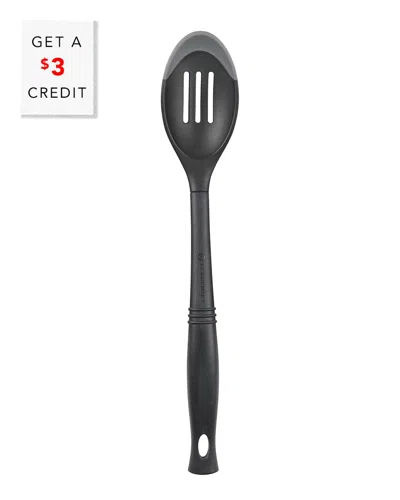 Le Creuset Oyster Revolution Bi-material Slotted Spoon With $3 Credit In Black