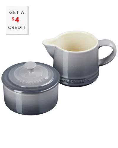 Le Creuset Oyster Signature Cream & Sugar Set With $4 Credit In Grey