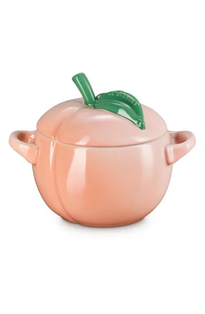 Le Creuset Stoneware 16 Oz. Peach Mini Cocotte In Animal Print