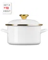 Le Creuset Enamel On Steel 3.8-quart Petite Stockpot With Gold Rim In White
