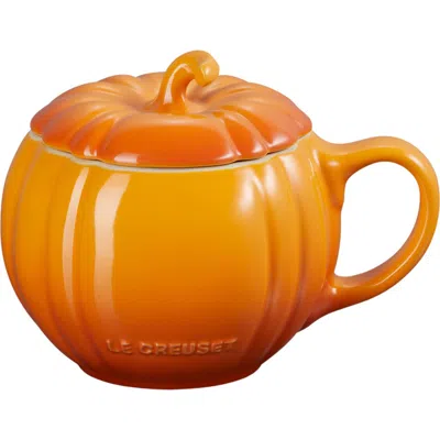 Le Creuset Pumpkin Mug With Lid With $5 Credit In Persimmon