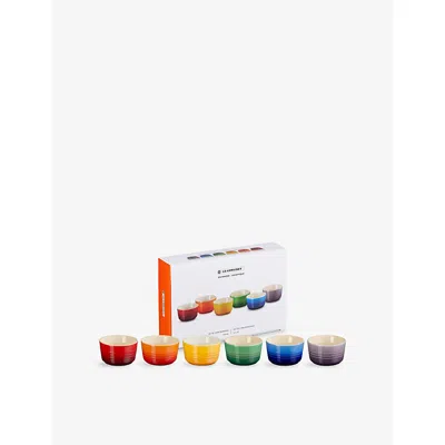 Le Creuset Rainbow Stoneware Mini Ramekins Set Of Six In Multi