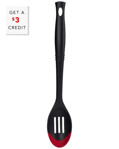 Le Creuset Revolution Bi-material Slotted Spoon With $3 Credit In Black