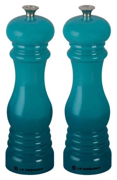 Le Creuset 8" Salt And Pepper Mill Set, Caribbean In Caribbean