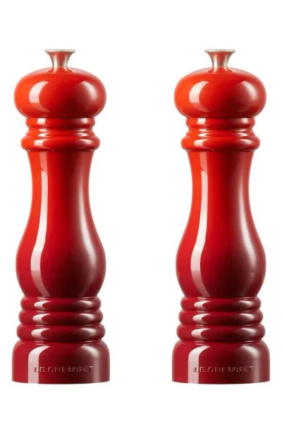Le Creuset 8" Salt And Pepper Mill Set, Flame In Cerise