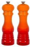 Le Creuset 8" Salt And Pepper Mill Set, Flame