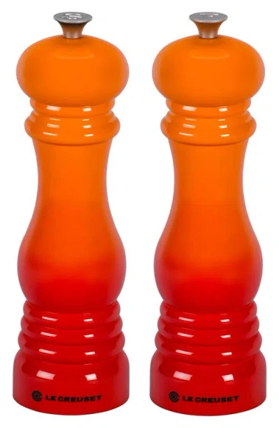 Le Creuset 8" Salt And Pepper Mill Set, Flame