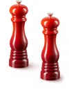 Le Creuset 8" Salt And Pepper Mill Set, Flame In Red