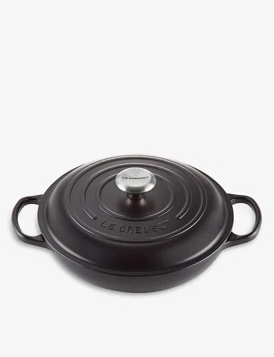 Le Creuset Signature Shallow Cast-iron Casserole Dish In Satin Black