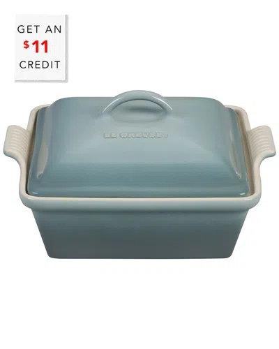 LE CREUSET LE CREUSET SEA SALT HERITAGE COVERED SQUARE CASSEROLE WITH $11 CREDIT