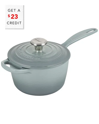 Le Creuset Sea Salt Signature 1.75qt Saucepan With $23 Credit In White