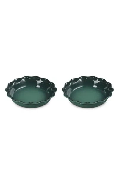 Le Creuset Set Of 2 9-inch Heritage Stoneware Pie Dishes In Artichaut