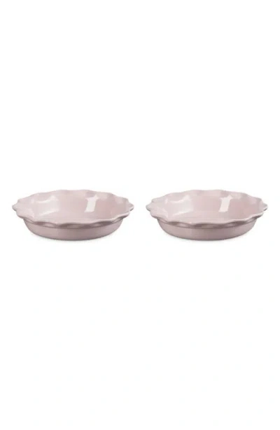 Le Creuset Set Of 2 9-inch Heritage Stoneware Pie Dishes In Chiffon Pink