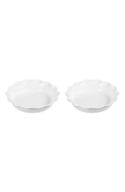 Le Creuset Set Of 2 9-inch Heritage Stoneware Pie Dishes In White