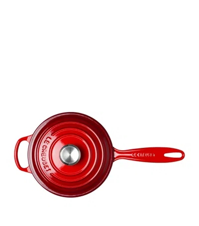 Le Creuset Set Of 3 Cast Iron Saucepans In Orange