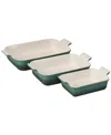 Le Creuset The Heritage Set Of 3 Rectangular Baking Dishes In Artichaut