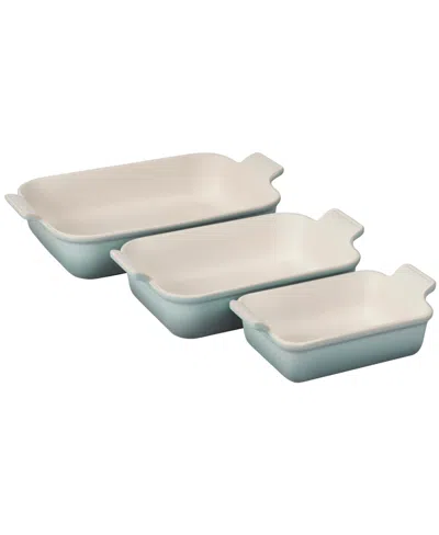 Le Creuset 3-piece Stoneware Heritage Bakers Set In Sea Salt