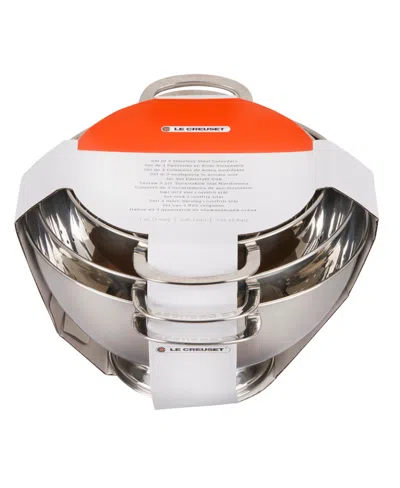 Le Creuset Set Of 3 Stainless Steel Colanders