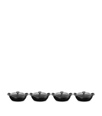 LE CREUSET SET OF 4 CAST IRON GOURMAND MINI BRAISERS WITH LIDS