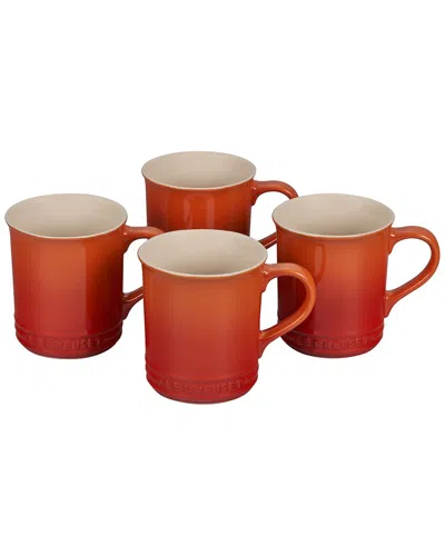 Le Creuset Set Of 4 Mugs In Orange