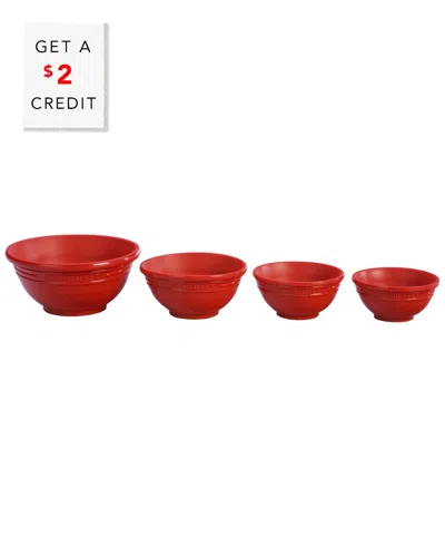 Le Creuset Set Of 4 Silicone Prep Bowls With $2 Credit In Red