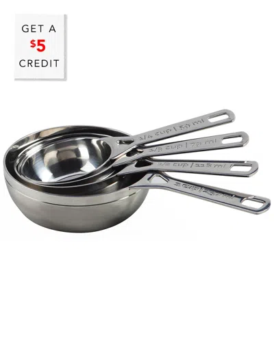 Le Creuset Set Of 4 Stainless Steel Measuring Cups With $5 Credit In Metallic