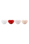 Le Creuset Set Of 4 Stoneware Mini Heart Pinch Bowls In Multicolor Red