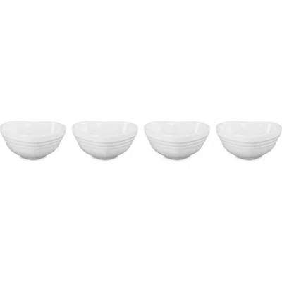 Le Creuset Set Of 4 Stoneware Mini Heart Pinch Bowls In White