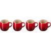 Le Creuset Set Of Four 14-ounce Stoneware Mugs In Red