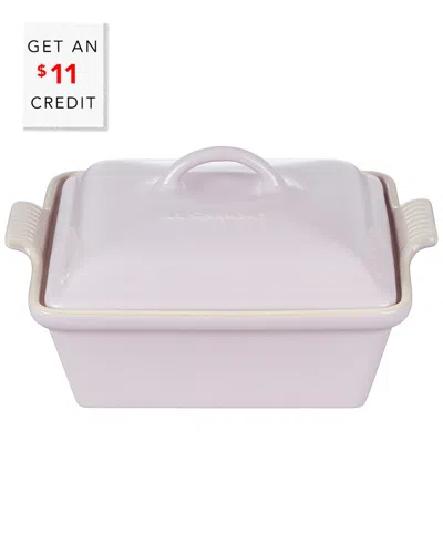 Le Creuset Shallot Heritage Covered Square Casserole With $11 Credit In Purple