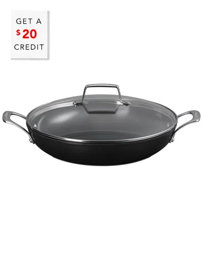 Le Creuset Shallow 4qt Braiser With Glass Lid With $20 Credit In Black