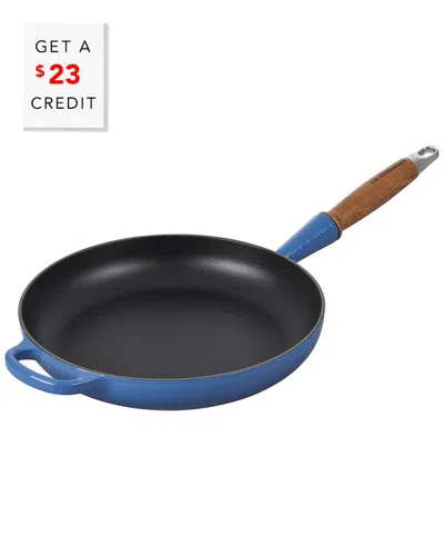 Le Creuset Signature 10.25in Round Fry Pan With Wood Handle With $23 Credit In Blue