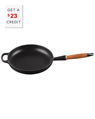 Le Creuset Signature 10.25in Round Fry Pan With Wood Handle With $23 Credit In Black