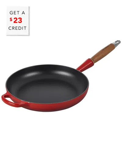 Le Creuset Signature 10.25in Round Fry Pan With Wood Handle With $23 Credit In Red