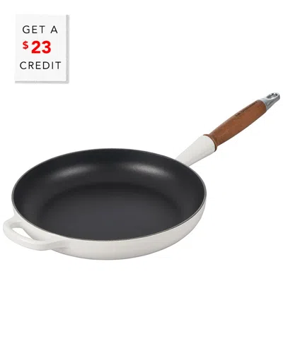 LE CREUSET LE CREUSET SIGNATURE 10.25IN ROUND FRY PAN WITH WOOD HANDLE WITH $23 CREDIT