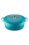 Le Creuset Signature 15 1/2-quart Oval Enamel Cast Iron French/dutch Oven In Caribbean