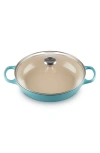 Le Creuset Enameled Cast Iron Signature Round 2.25-qt. Braiser With Glass Lid In Caribbean