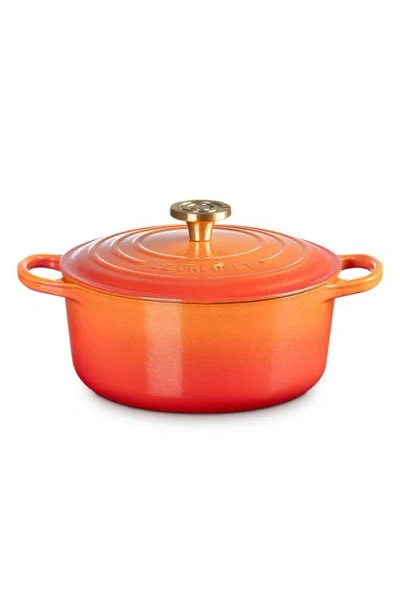 Le Creuset Signature 4.5-quart Round Enamel Cast Iron Dutch Oven In Orange