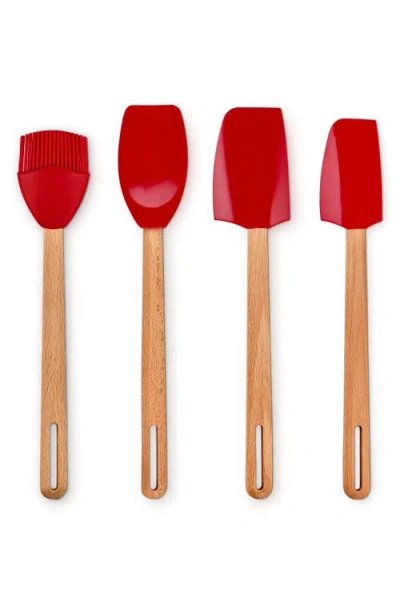 Le Creuset Signature 4-piece Silicone Tools Set In Red