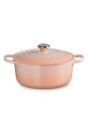 Le Creuset Signature 5 1/2 Quart Round Enamel Cast Iron French/dutch Oven In Peche