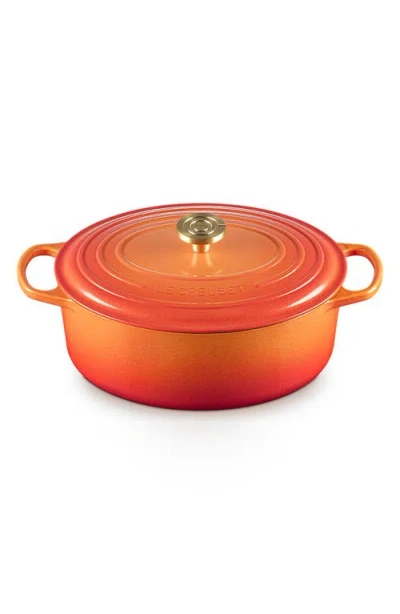 Le Creuset Signature 6.75-quart Oval Enamel Cast Iron Dutch Oven With Lid In Orange