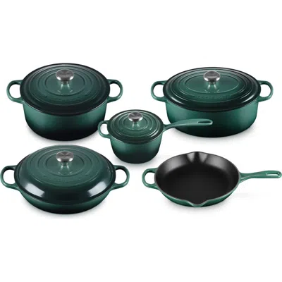 Le Creuset Signature 9-piece Enameled Cast Iron Set In Green